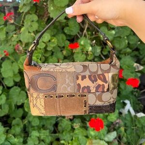 RARE Y2K Coach patchwork leopard mini Carly handbag